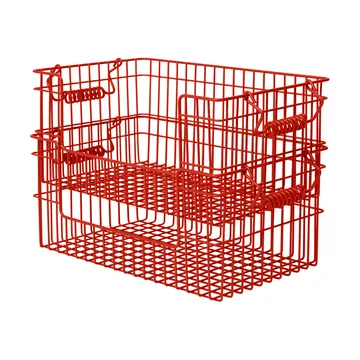 Set de 2 cestas Cala apilables - Poppy red, 28,7x18x13 cm - Ferm Living