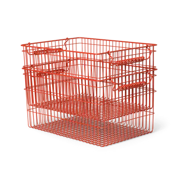 Set de 2 cestas Cala apilables - Poppy red, 36,2x26,2x20,2 cm - Ferm Living