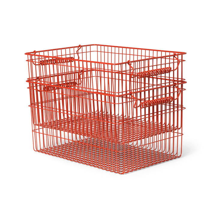 Set de 2 cestas Cala apilables - Poppy red, 36,2x26,2x20,2 cm - Ferm Living