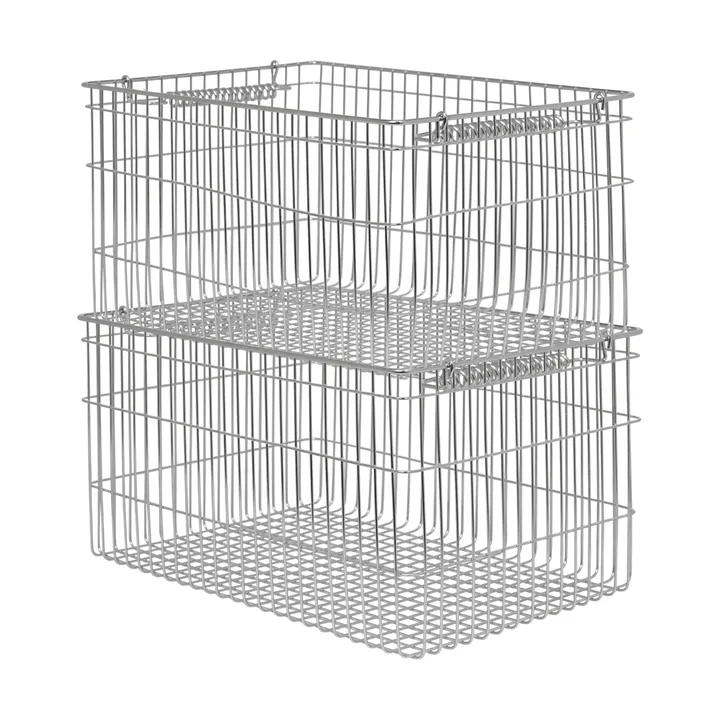 Set de 2 cestas Cala apilables - Stainless Steel, 36,2x26,2x20,2 cm - Ferm Living