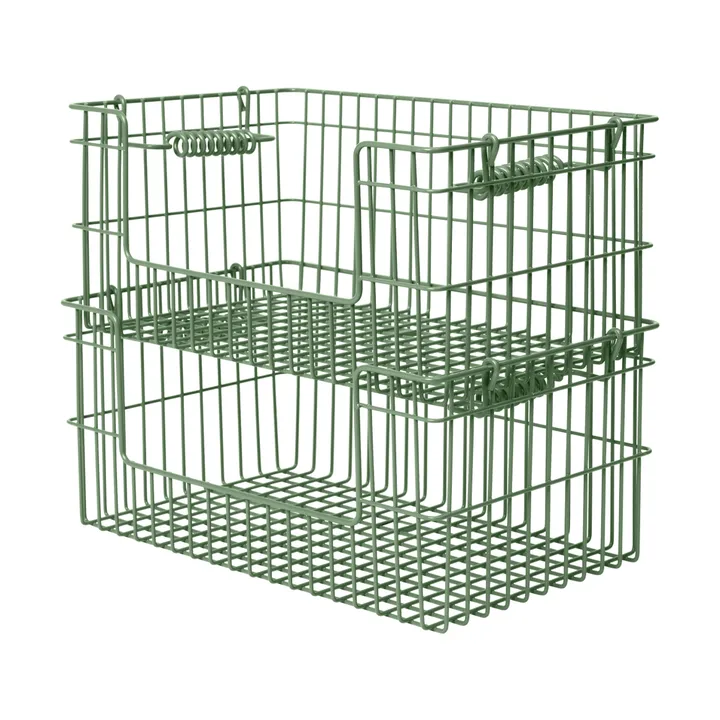 Set de 2 cestas Cala apilables - Verdant green, 28,7x18x13 cm - Ferm Living