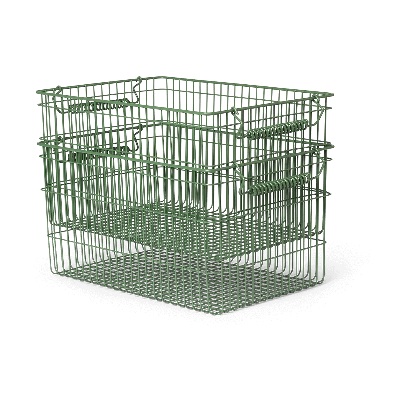 Set de 2 cestas Cala apilables, Verdant green, 36,2x26,2x20,2 cm Ferm Living