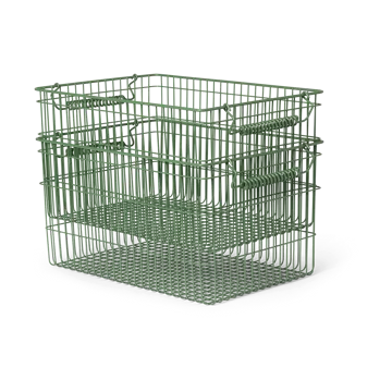 Set de 2 cestas Cala apilables - Verdant green, 36,2x26,2x20,2 cm - Ferm Living