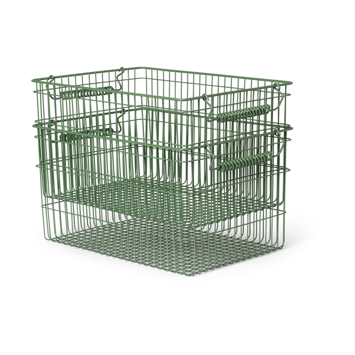 Set de 2 cestas Cala apilables - Verdant green, 36,2x26,2x20,2 cm - Ferm Living