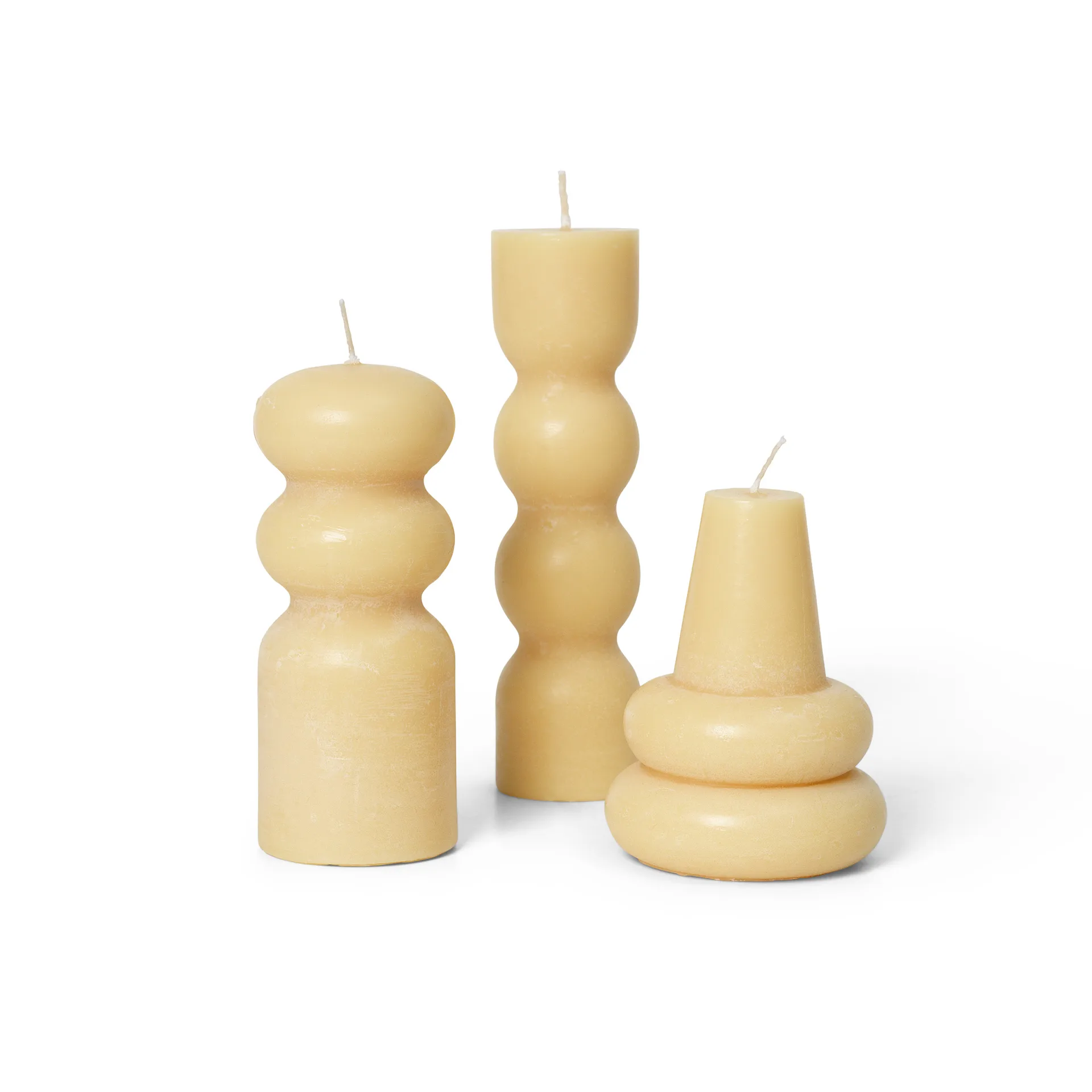 Set de 3 velas Torno Ø4 cm, Pale Yellow Ferm Living