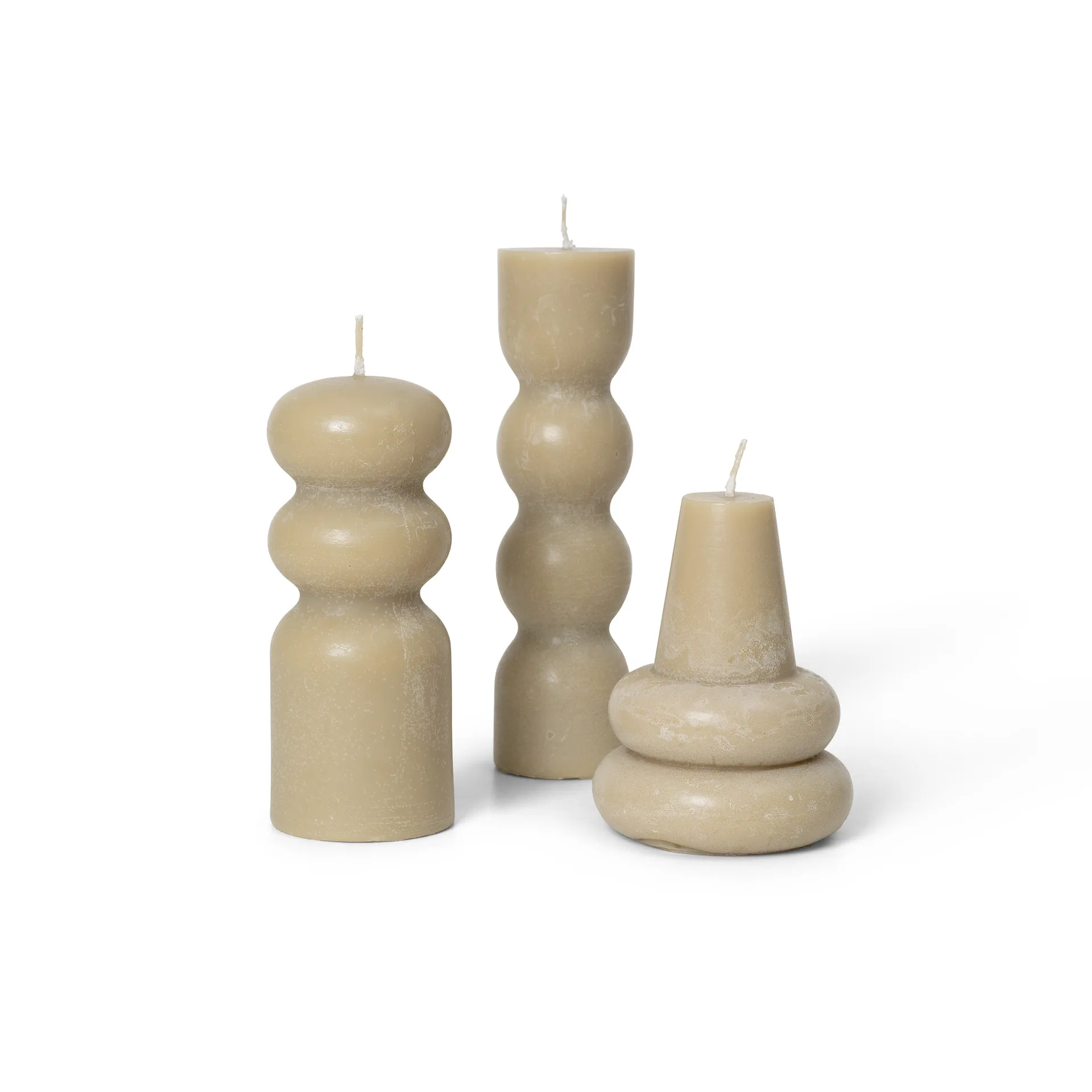 Set de 3 velas Torno Ø4 cm, Sand Ferm Living