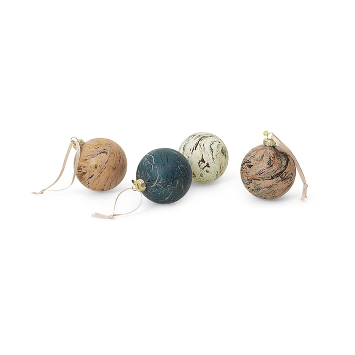 Set de 4 bolas decorativas Marble mixed, Medium Ferm Living