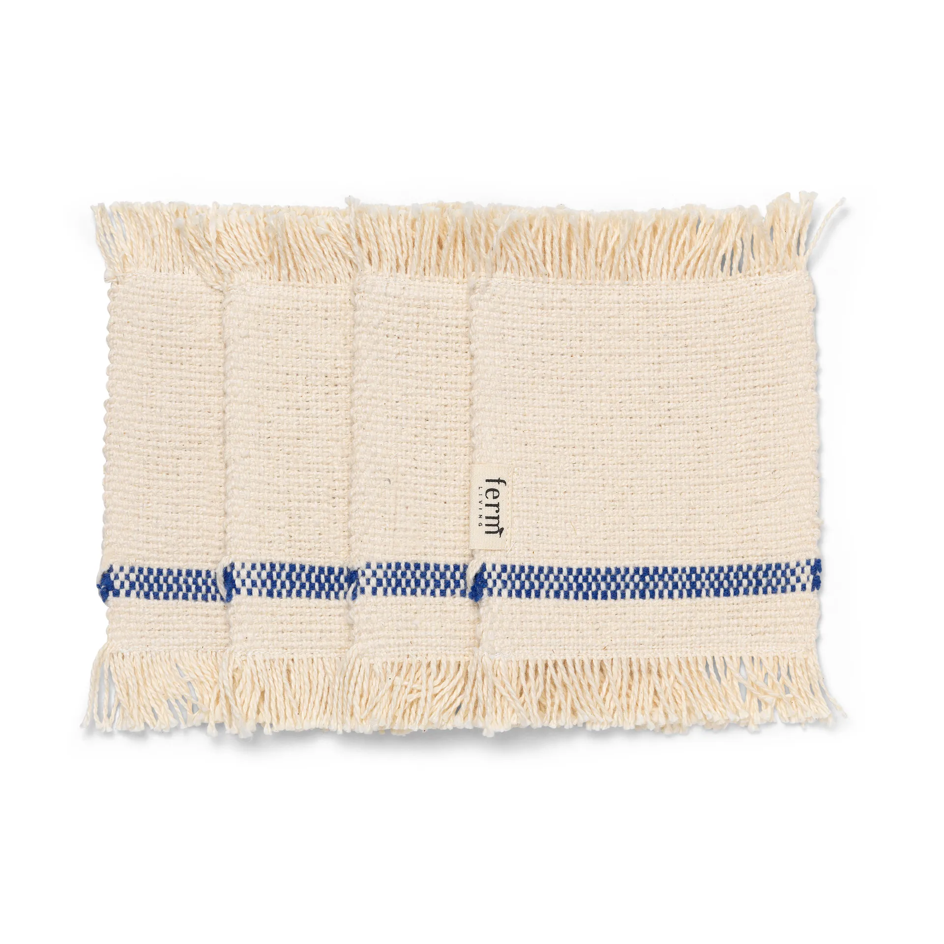 Set de 4 posavasos Savor 10x14 cm, Off-white/Blue Ferm Living