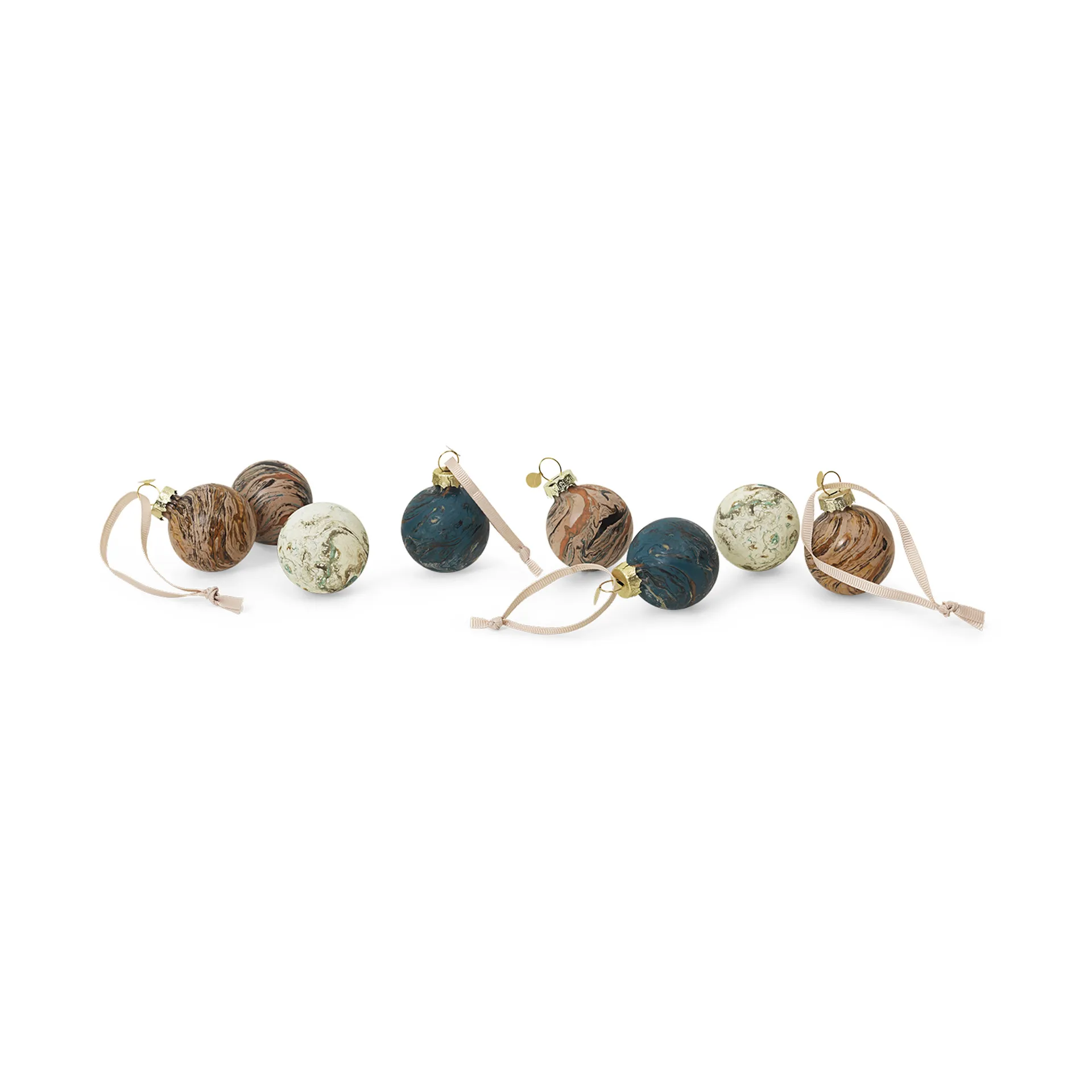 Set de 8 bolas decorativas Marble mixed, Small Ferm Living