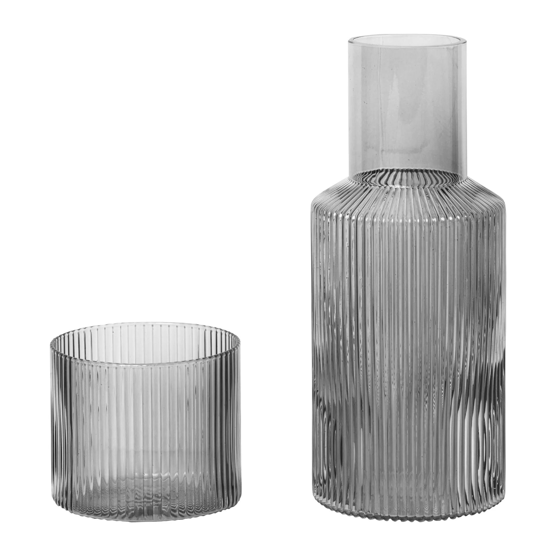 Set de jarra y vaso Ripple small, smoked grey Ferm Living