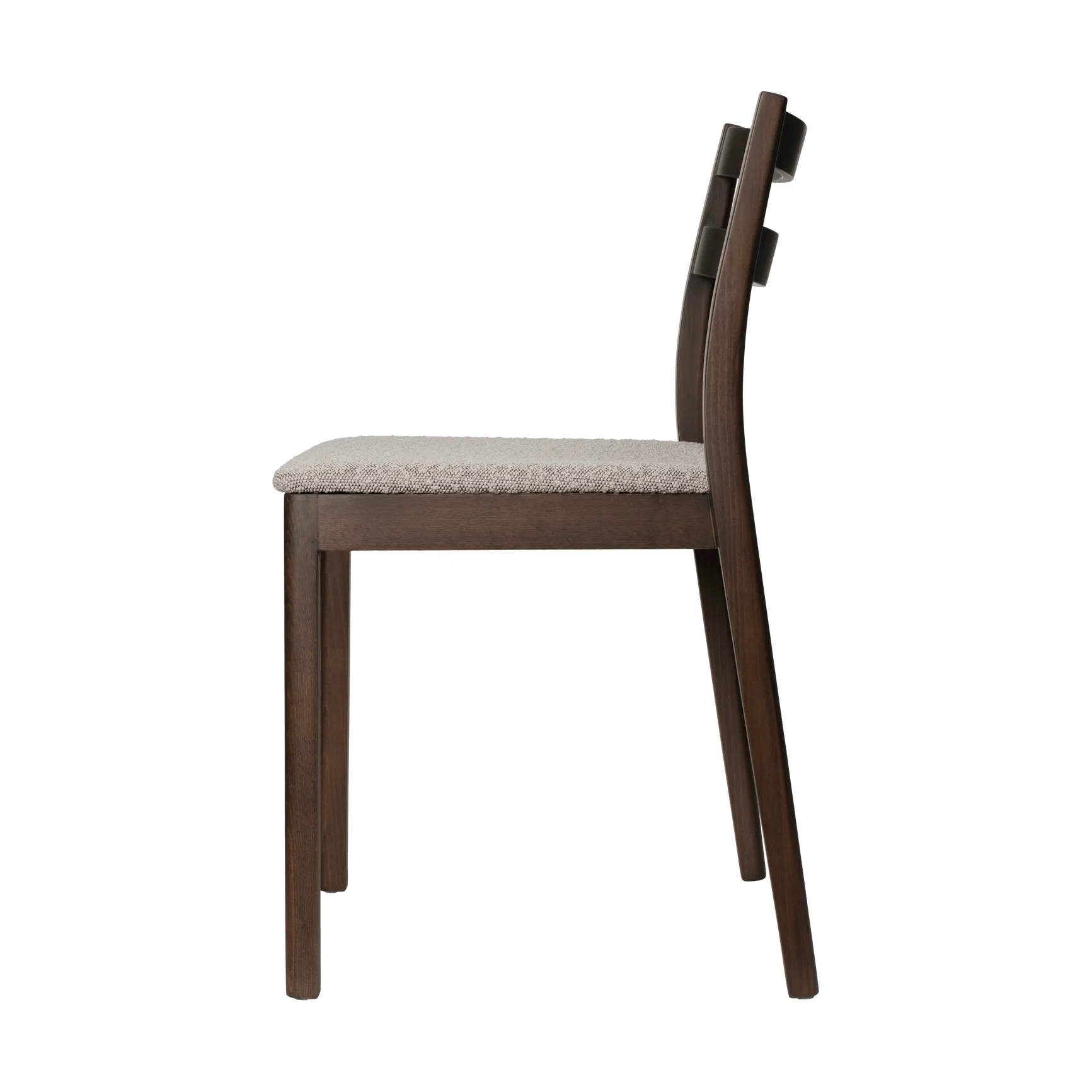 Silla Boda, Asiento tapizado rugged bouclé, roble teñido oscuro-natural Ferm Living