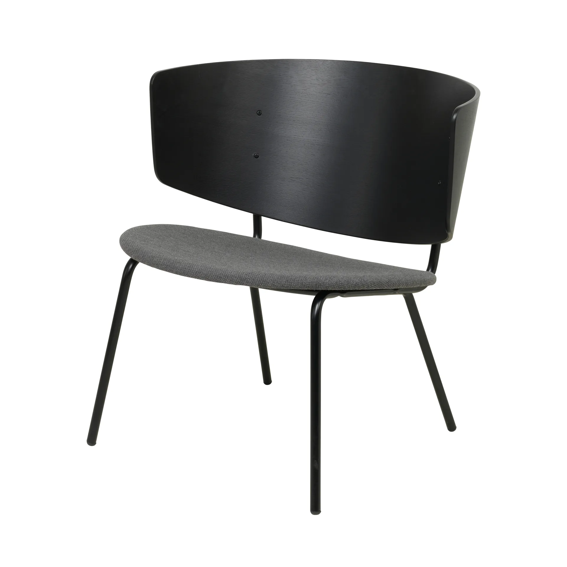 Sillón con asiento tapizado Herman, Negro con asiento textil en gris oscuro Ferm Living