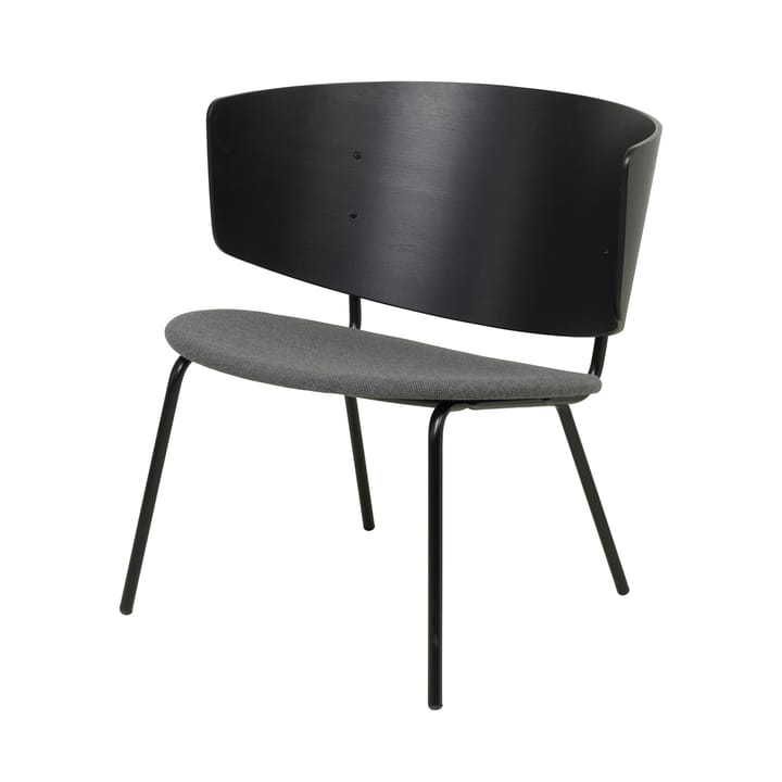 Sillón con asiento tapizado Herman - Negro con asiento textil en gris oscuro - Ferm LIVING