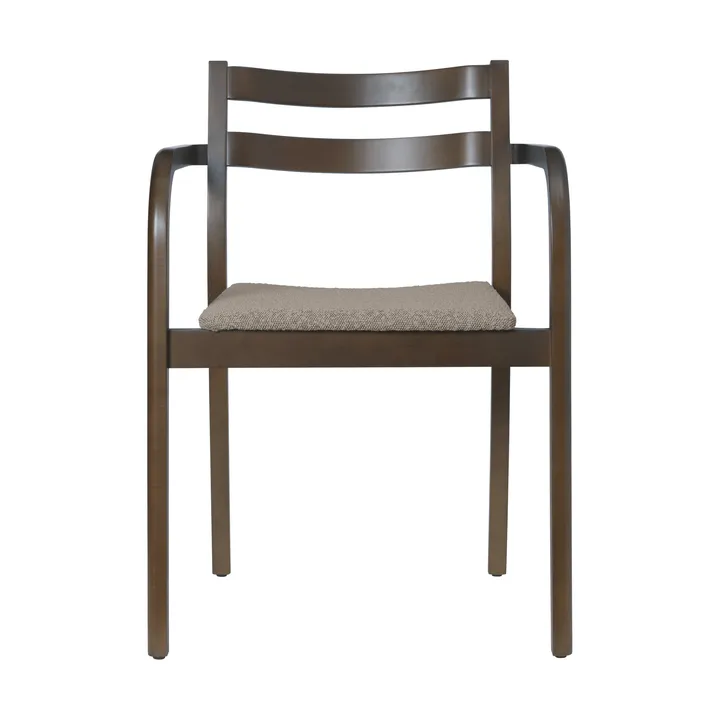 Sillón con reposabrazos Boda - Asiento tapizado rugged bouclé, dark stained-natural - Ferm Living