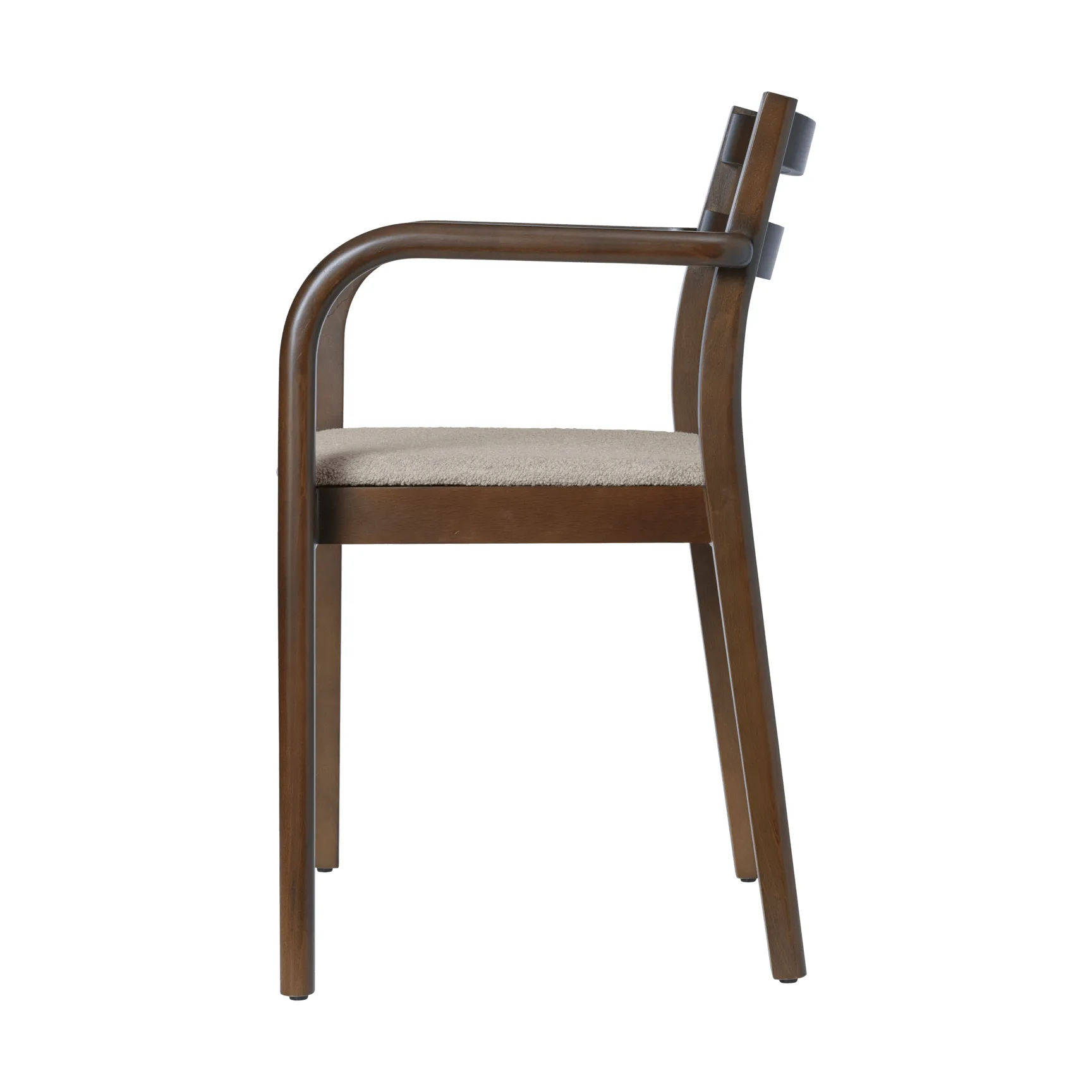 Sillón con reposabrazos Boda, Asiento tapizado soft bouclé, dark stained beech-natural Ferm Living