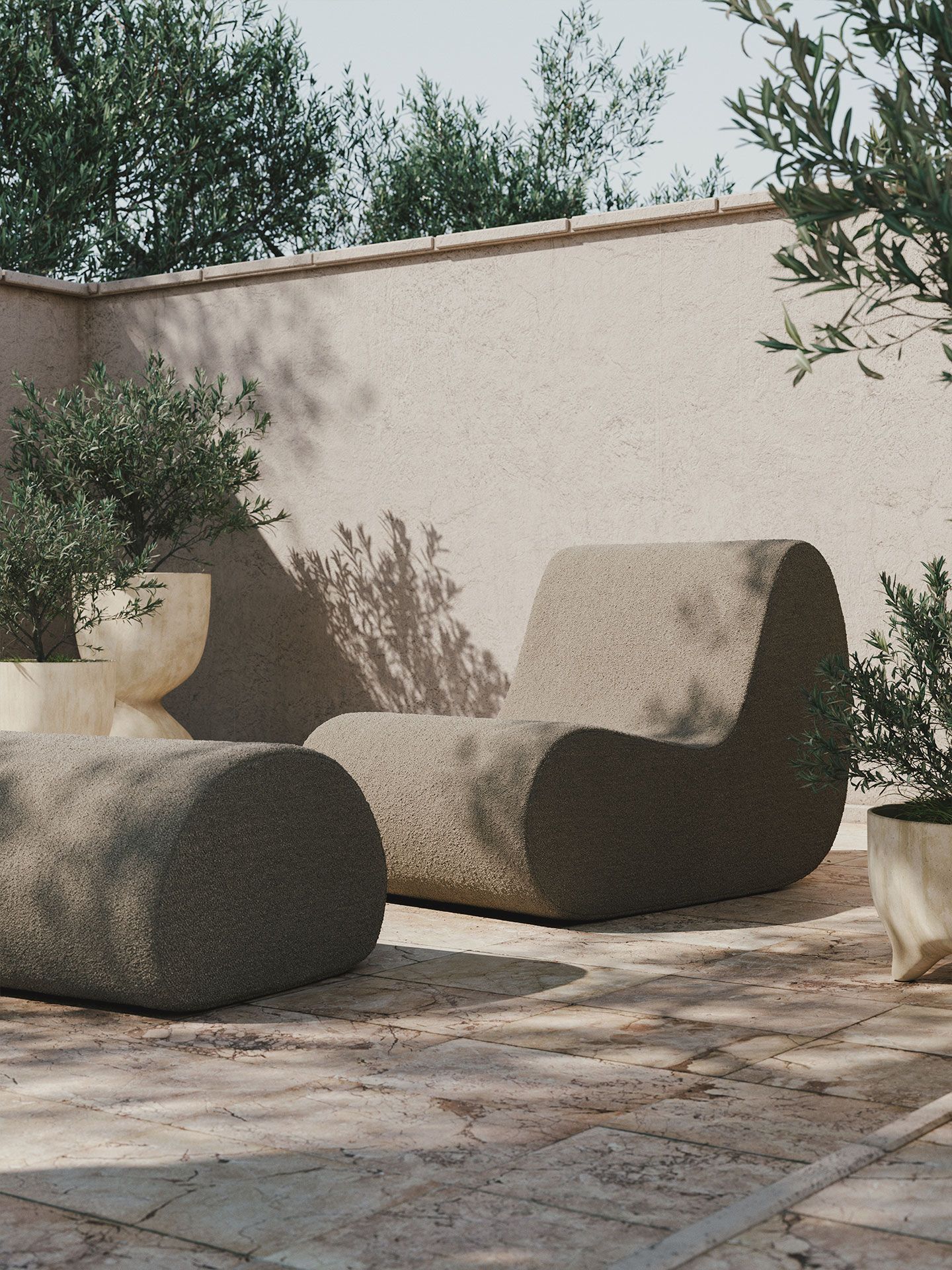 Sofá modular Rouli center module pure bouclé, Sand Ferm Living