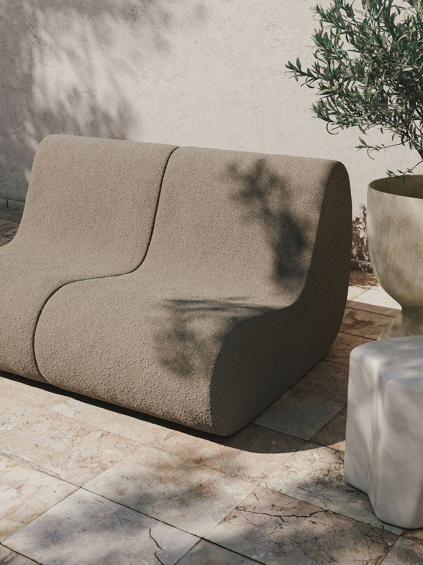 Sofá modular Rouli center module pure bouclé, Sand Ferm Living