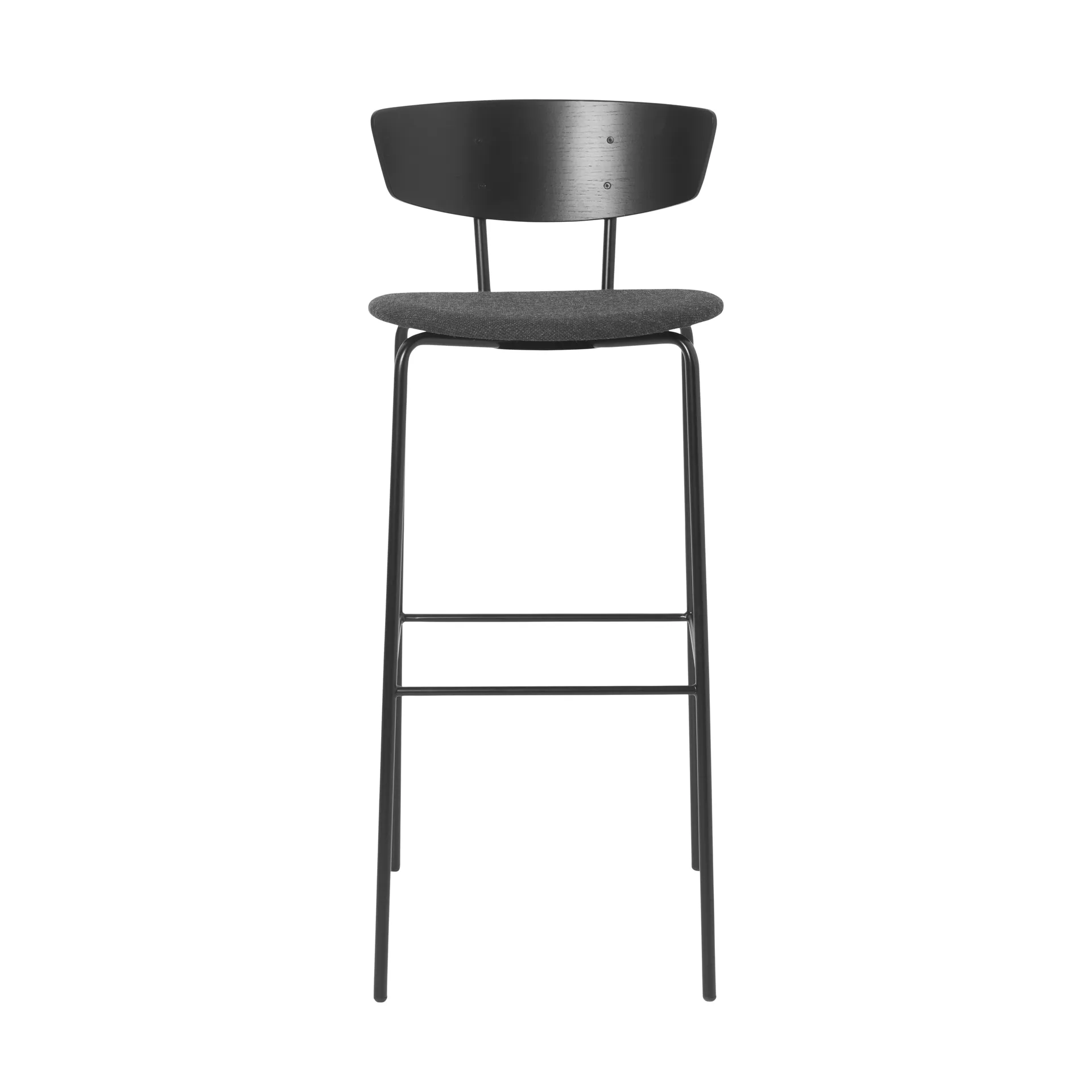 Taburete de bar con asiento textil Herman alto, Negro-gris oscuro Ferm Living