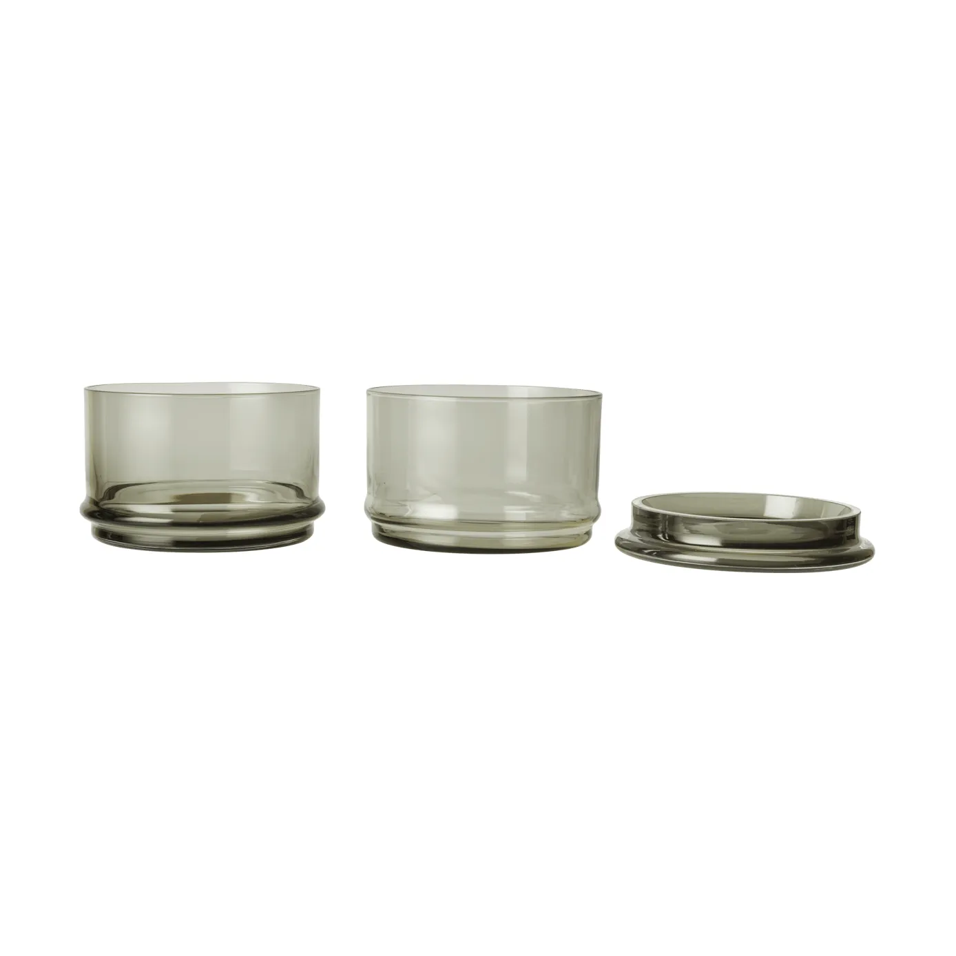 Tarros apilables Boya, 2 piezas, smoked grey Ferm Living