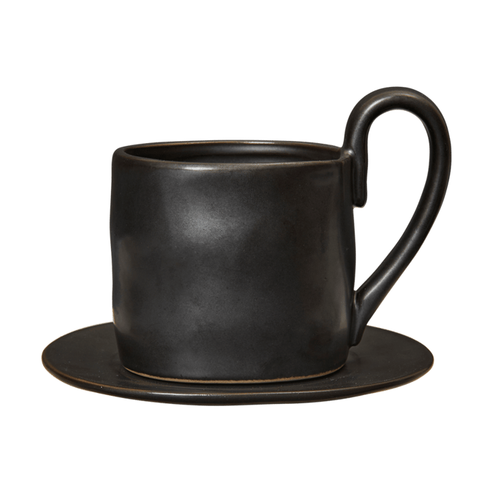 Taza con platillo Flow 25 cl - Black - Ferm Living