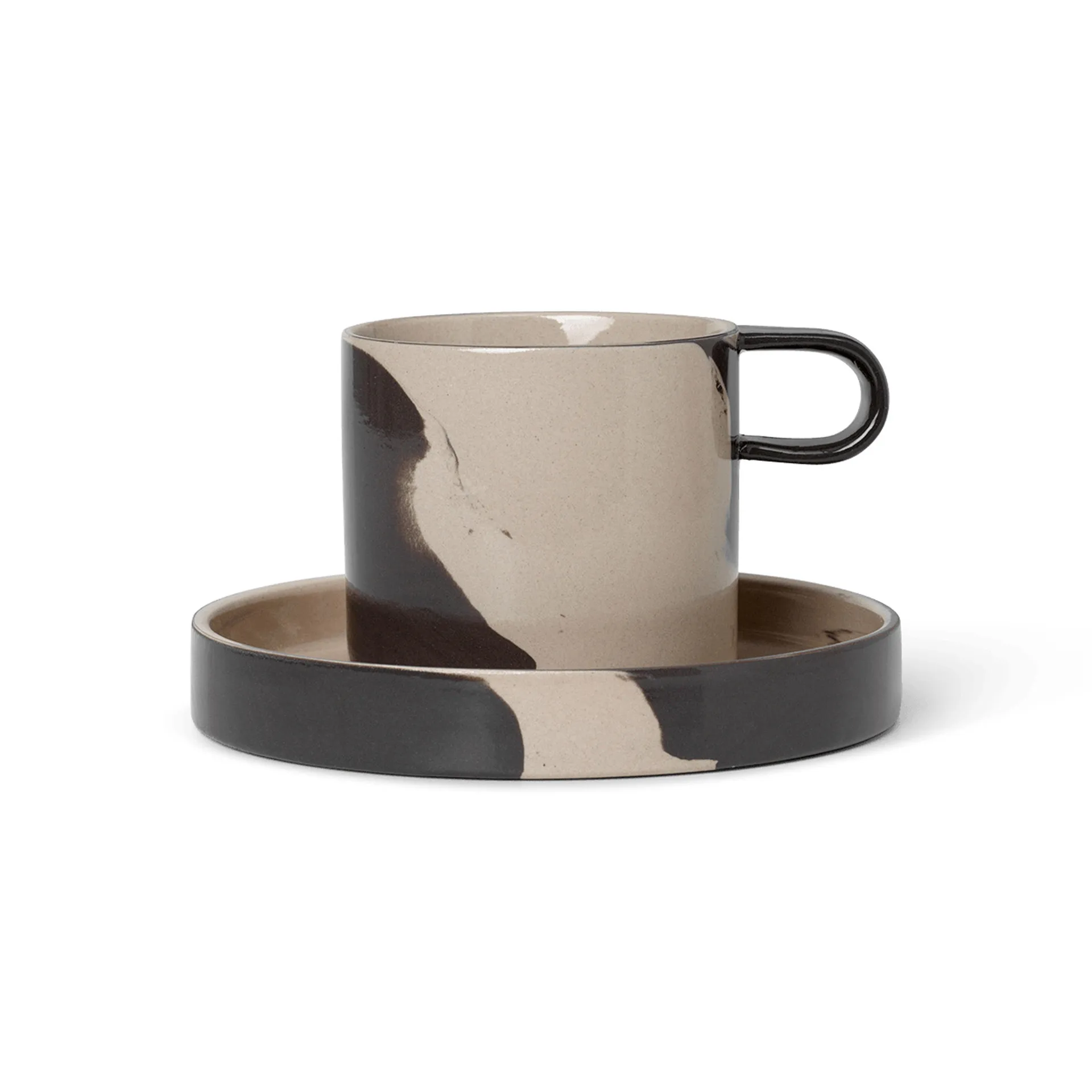 Taza y platillo Inlay, Sand-brown Ferm Living