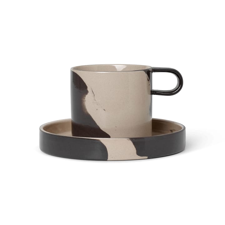 Taza y platillo Inlay - Sand-brown - Ferm Living