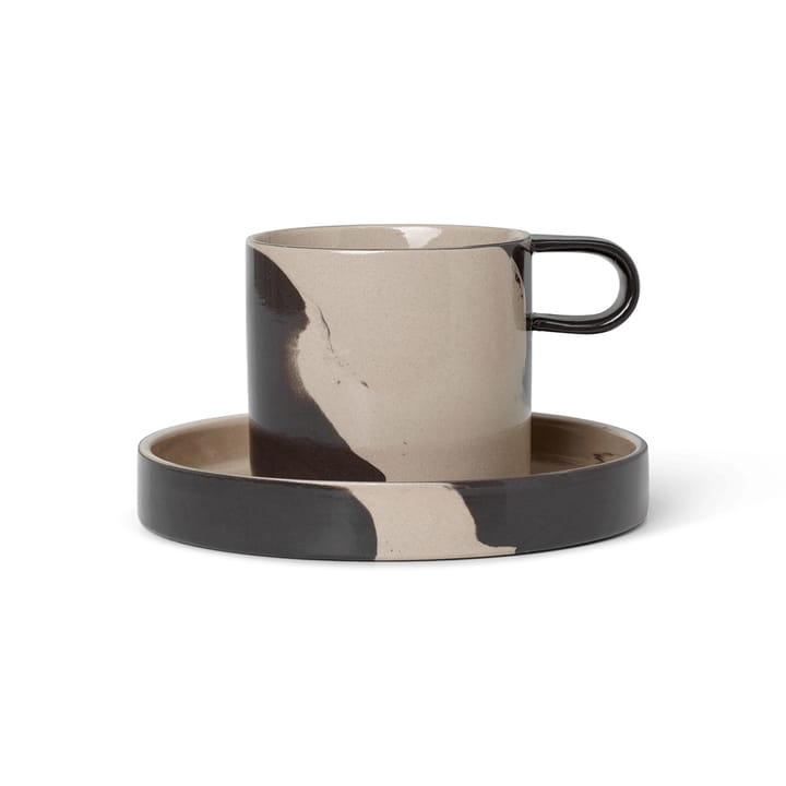 Taza y platillo Inlay - Sand-brown - Ferm LIVING