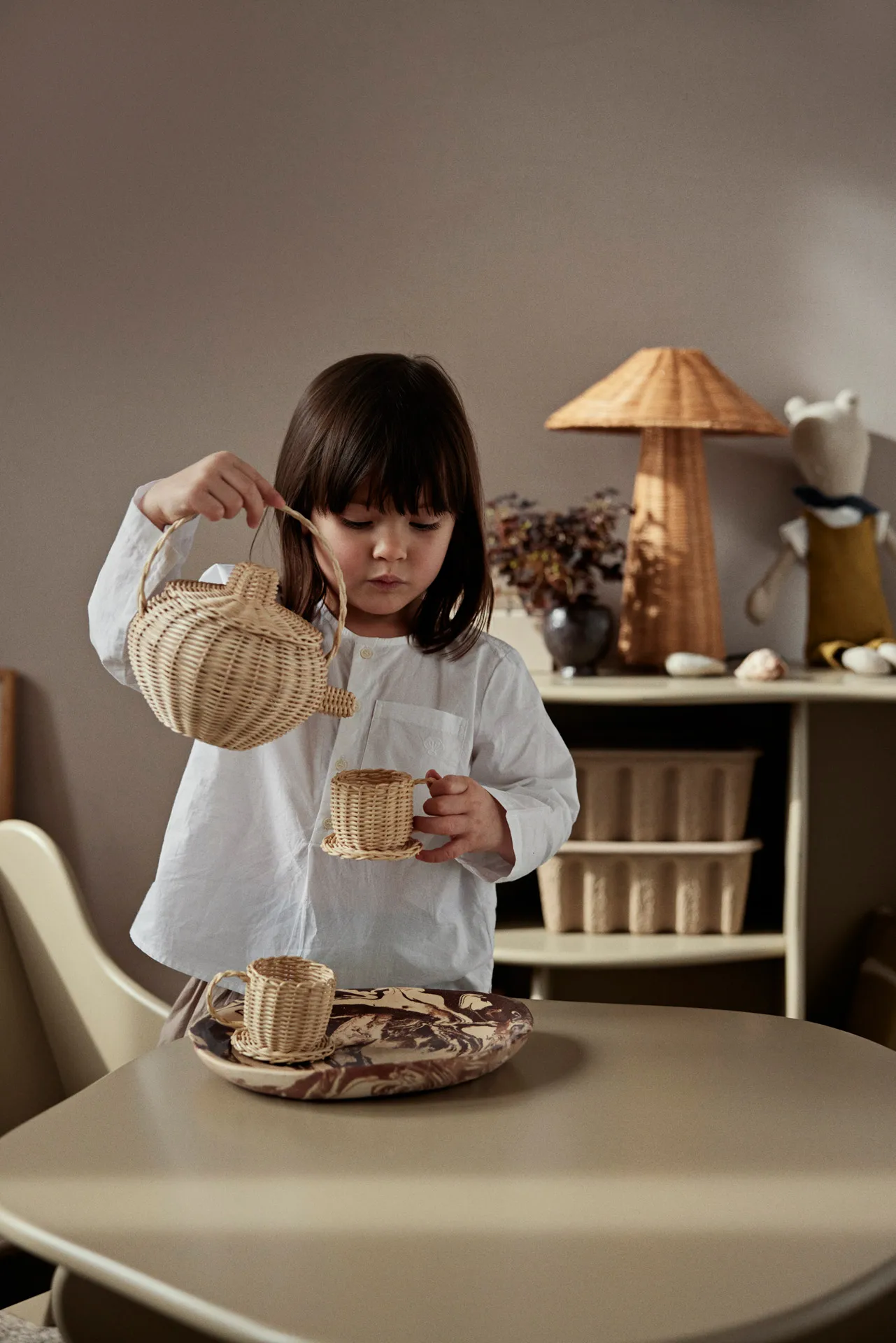 Vajilla de té Rattan 3 piezas, Natural Ferm Living