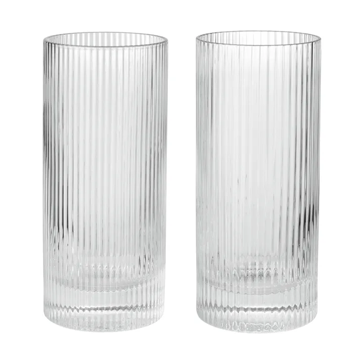 Vaso Ripple highball 48 cl, 2-pack - Clear - Ferm Living