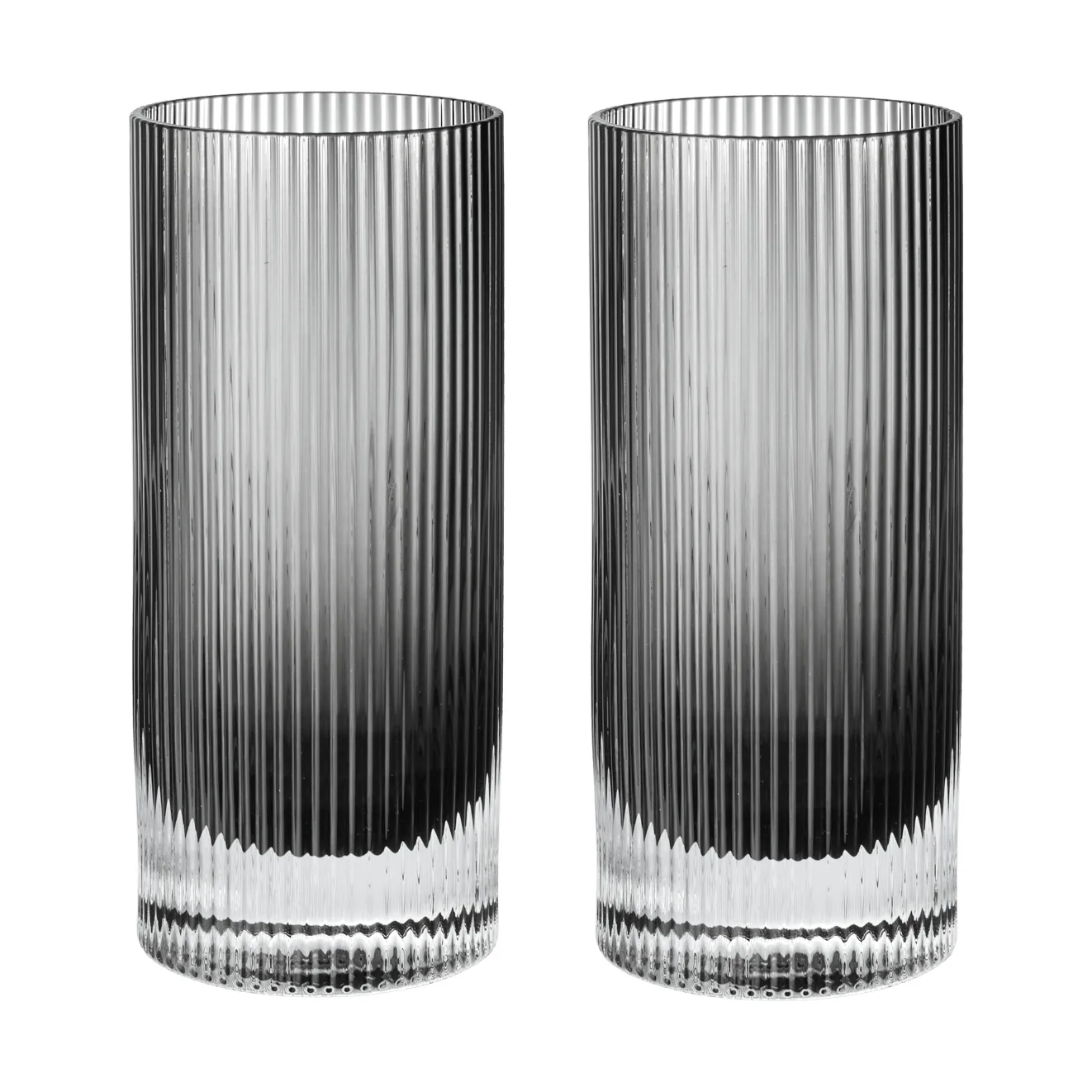 Vaso Ripple highball 48 cl, 2-pack, Smoked grey Ferm Living