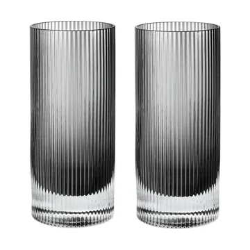 Vaso Ripple highball 48 cl, 2-pack - Smoked grey - Ferm Living