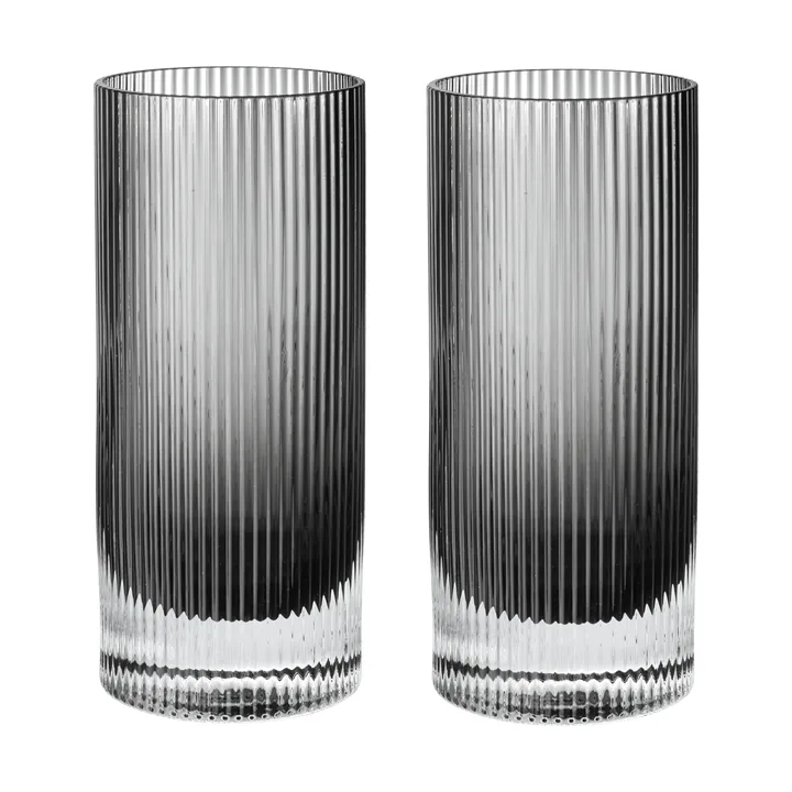 Vaso Ripple highball 48 cl, 2-pack - Smoked grey - Ferm Living