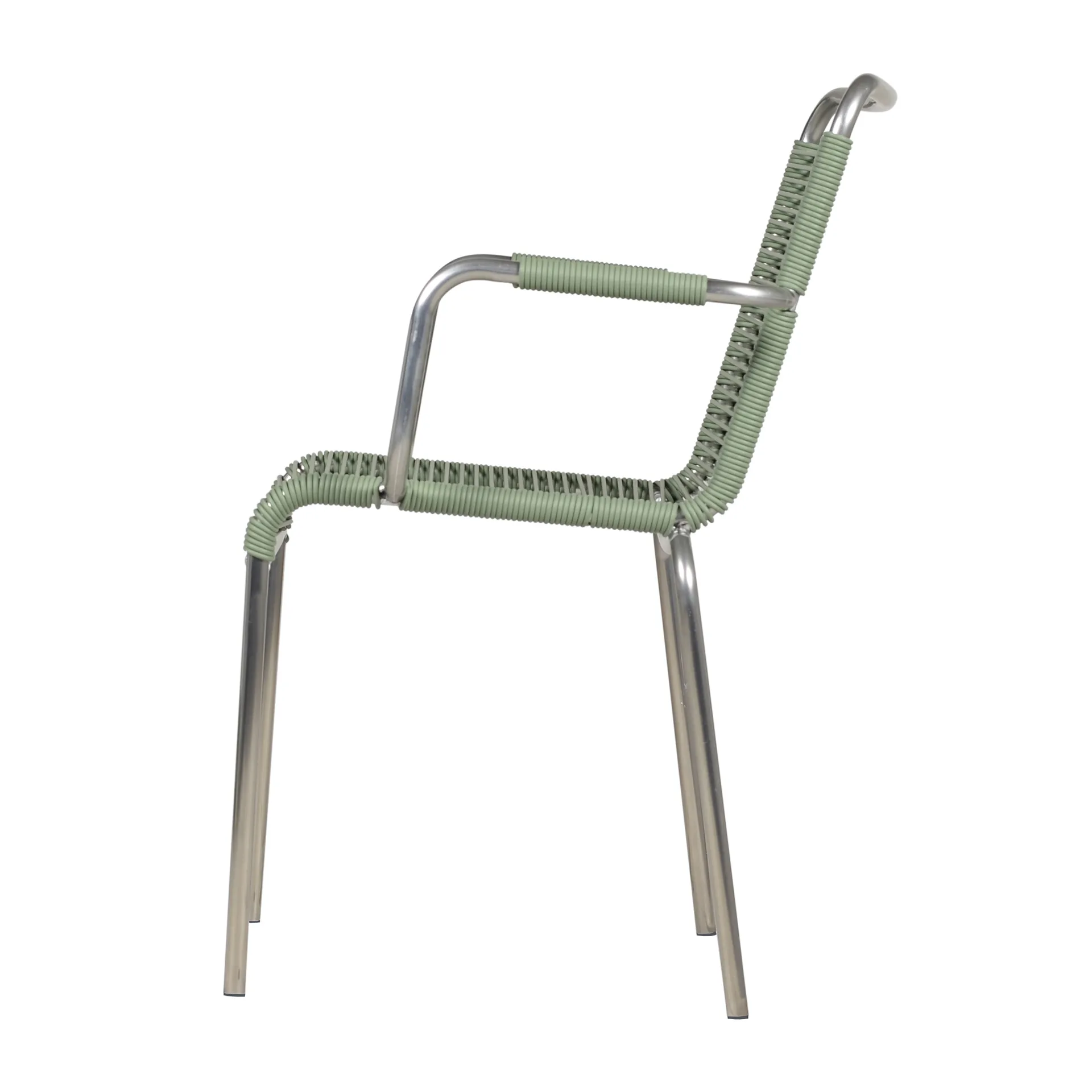 Silla con reposabrazos Mya aluminio, Sage green Fiam