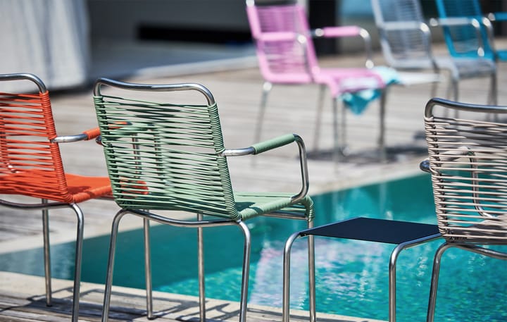 Silla con reposabrazos Mya aluminio, Sage green Fiam