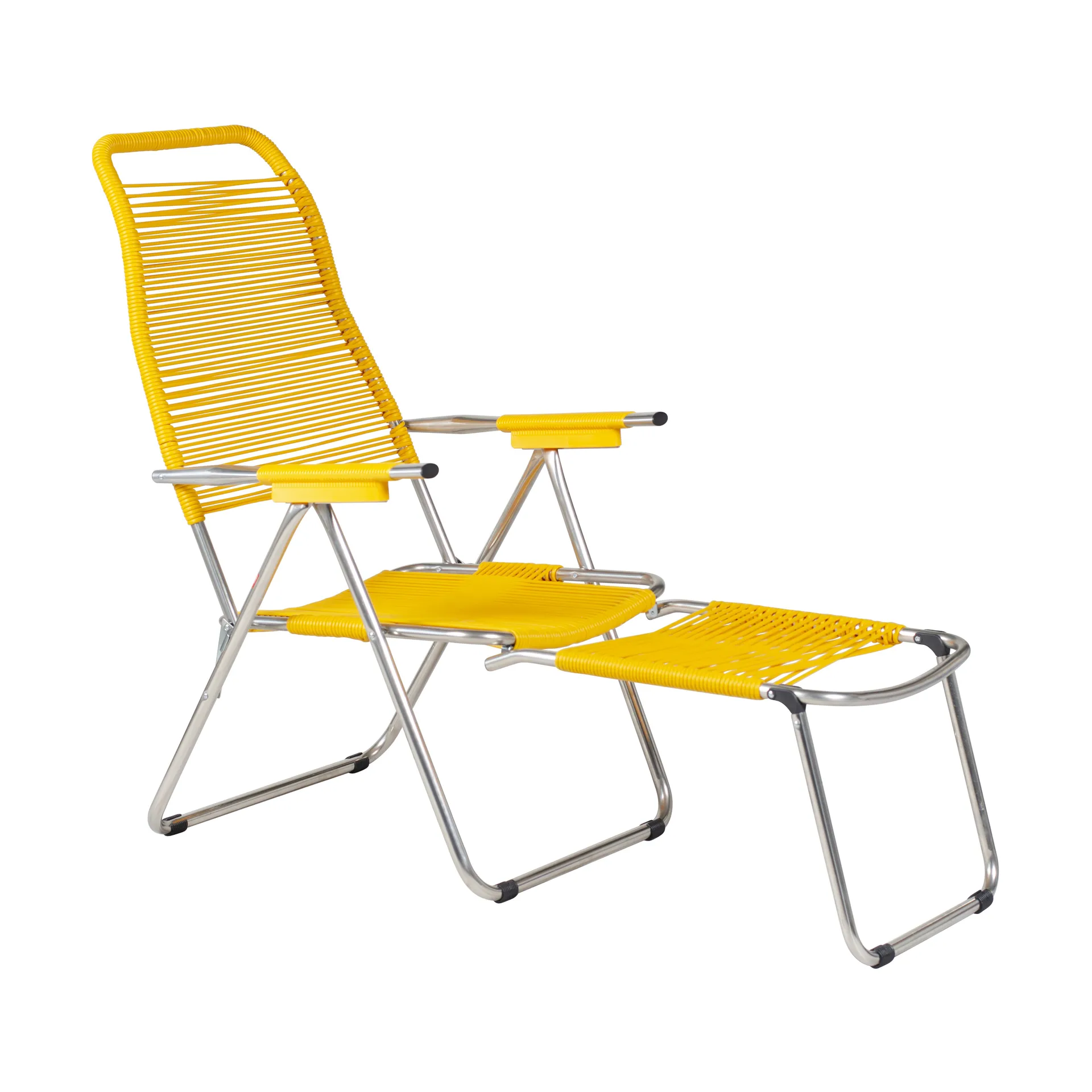 Silla para tomar el sol con reposapiés Spaghetti, Amarillo Fiam