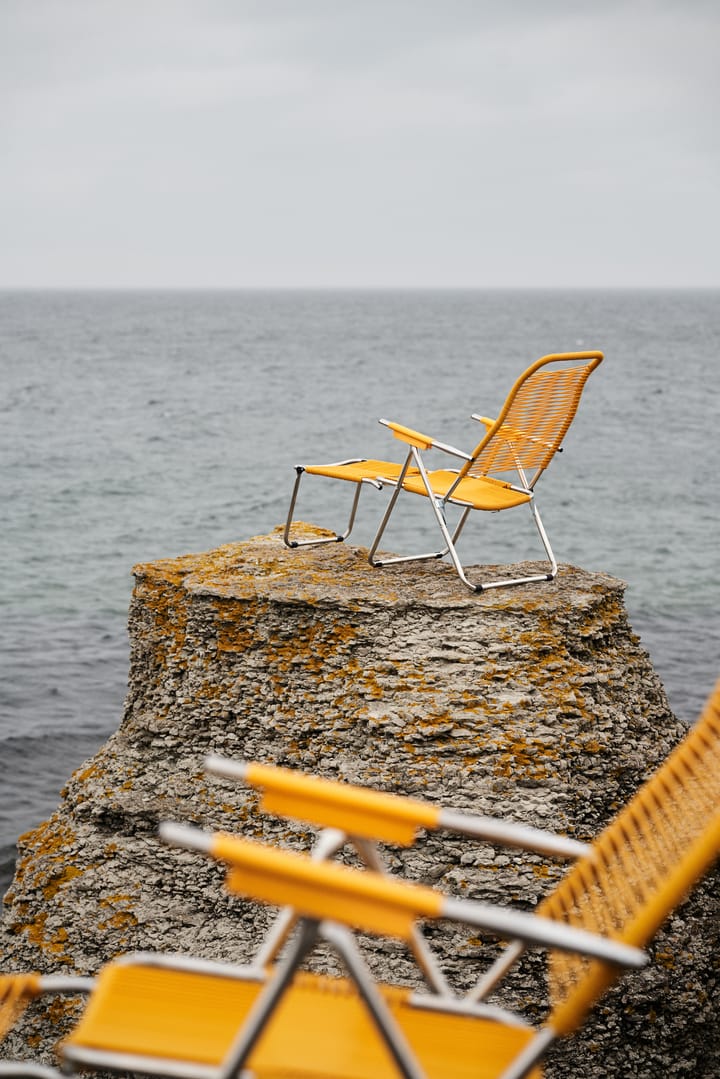 Silla para tomar el sol con reposapiés Spaghetti, Amarillo Fiam