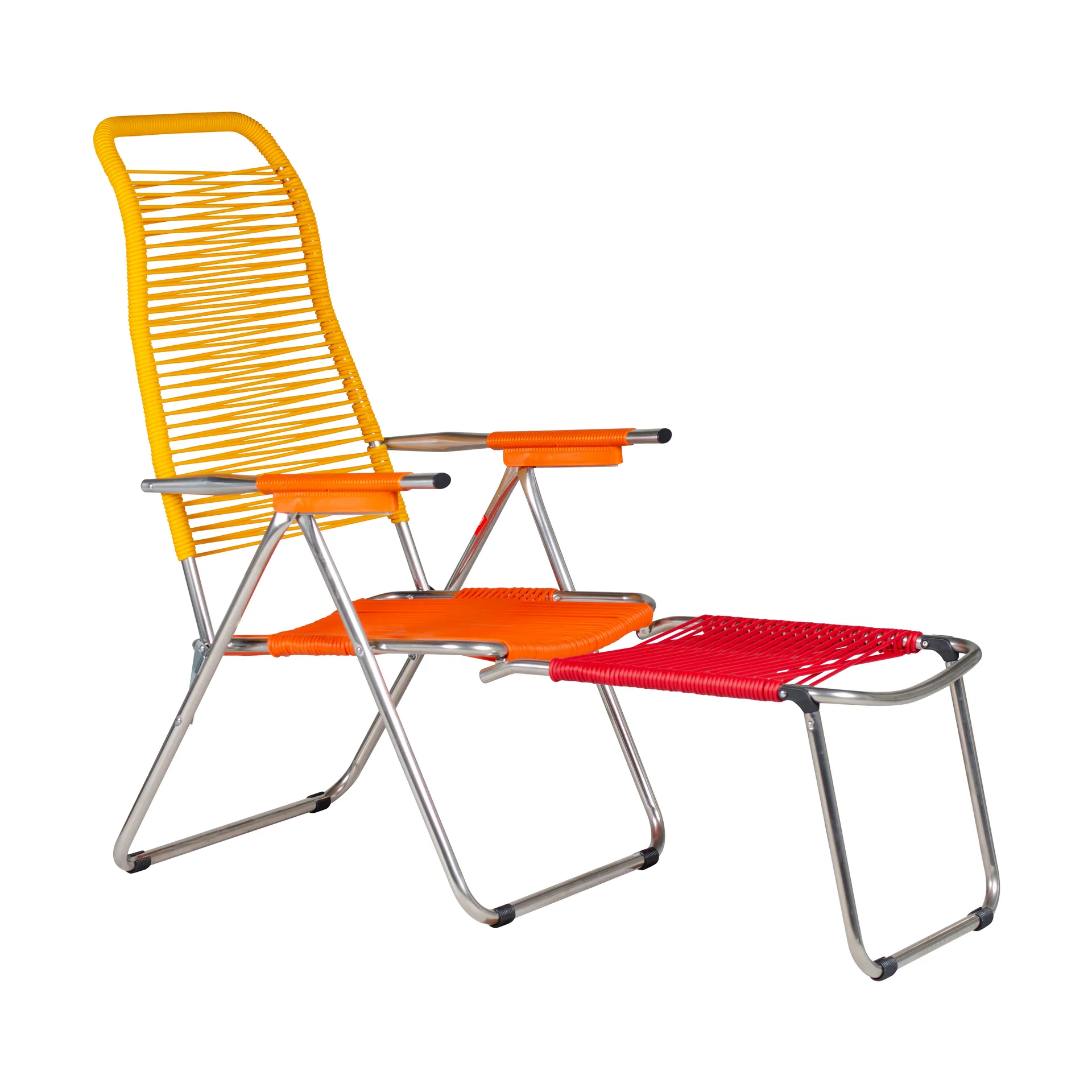 Silla para tomar el sol con reposapiés Spaghetti, Multi, amarillo Fiam