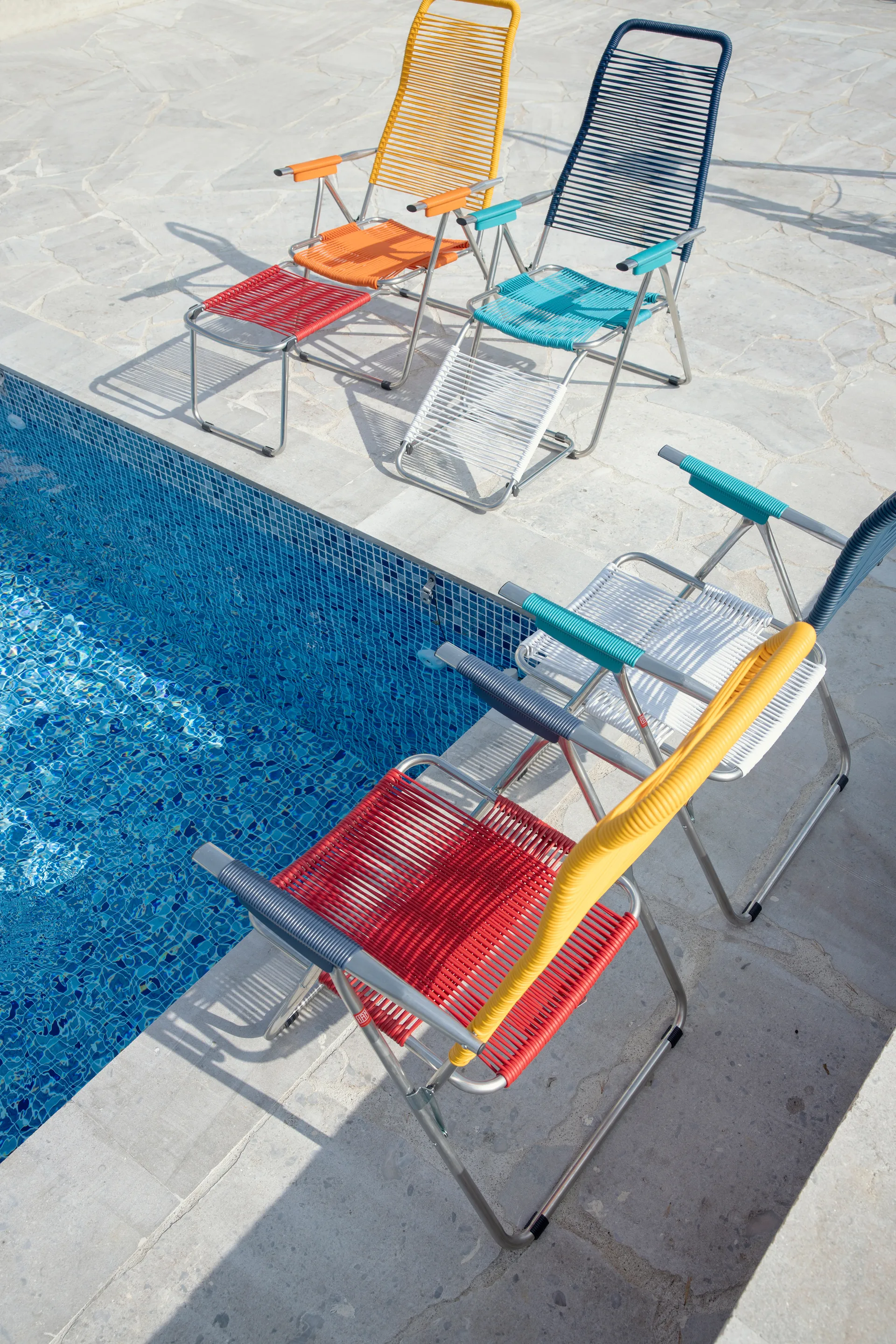 Silla para tomar el sol con reposapiés Spaghetti, Multi, amarillo Fiam