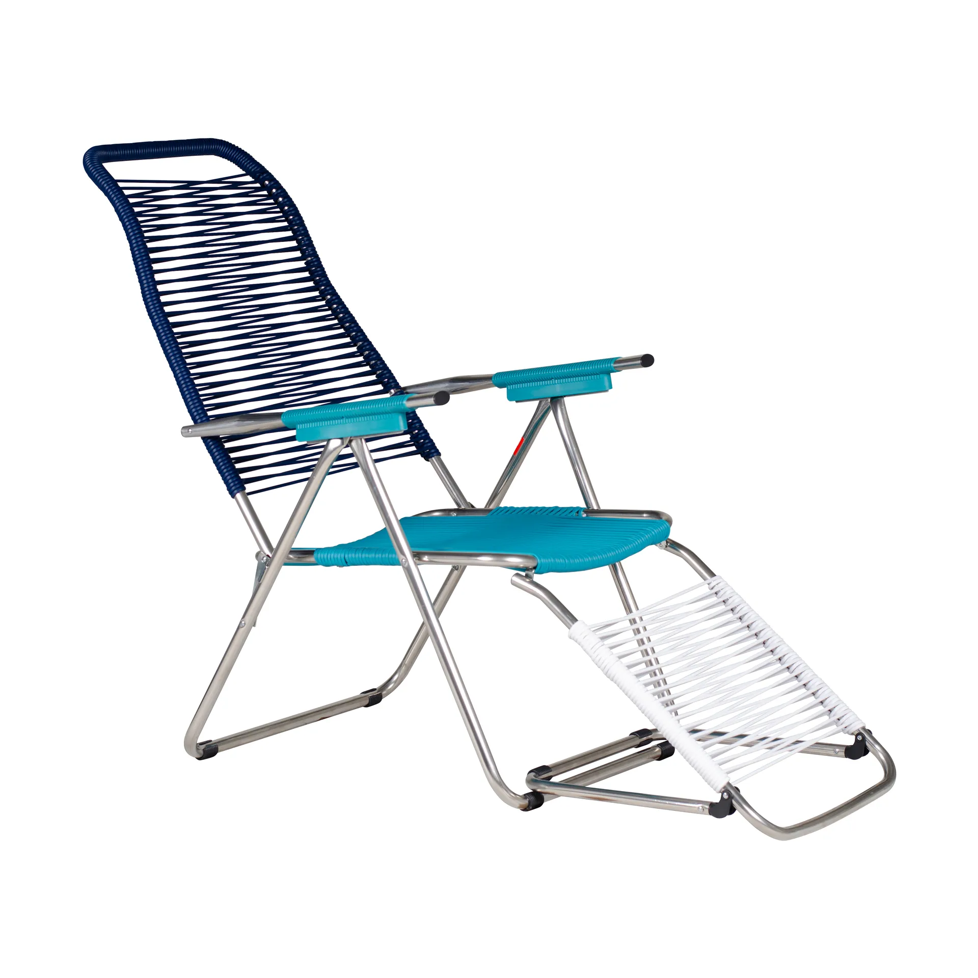Silla para tomar el sol con reposapiés Spaghetti, Multi, azul Fiam