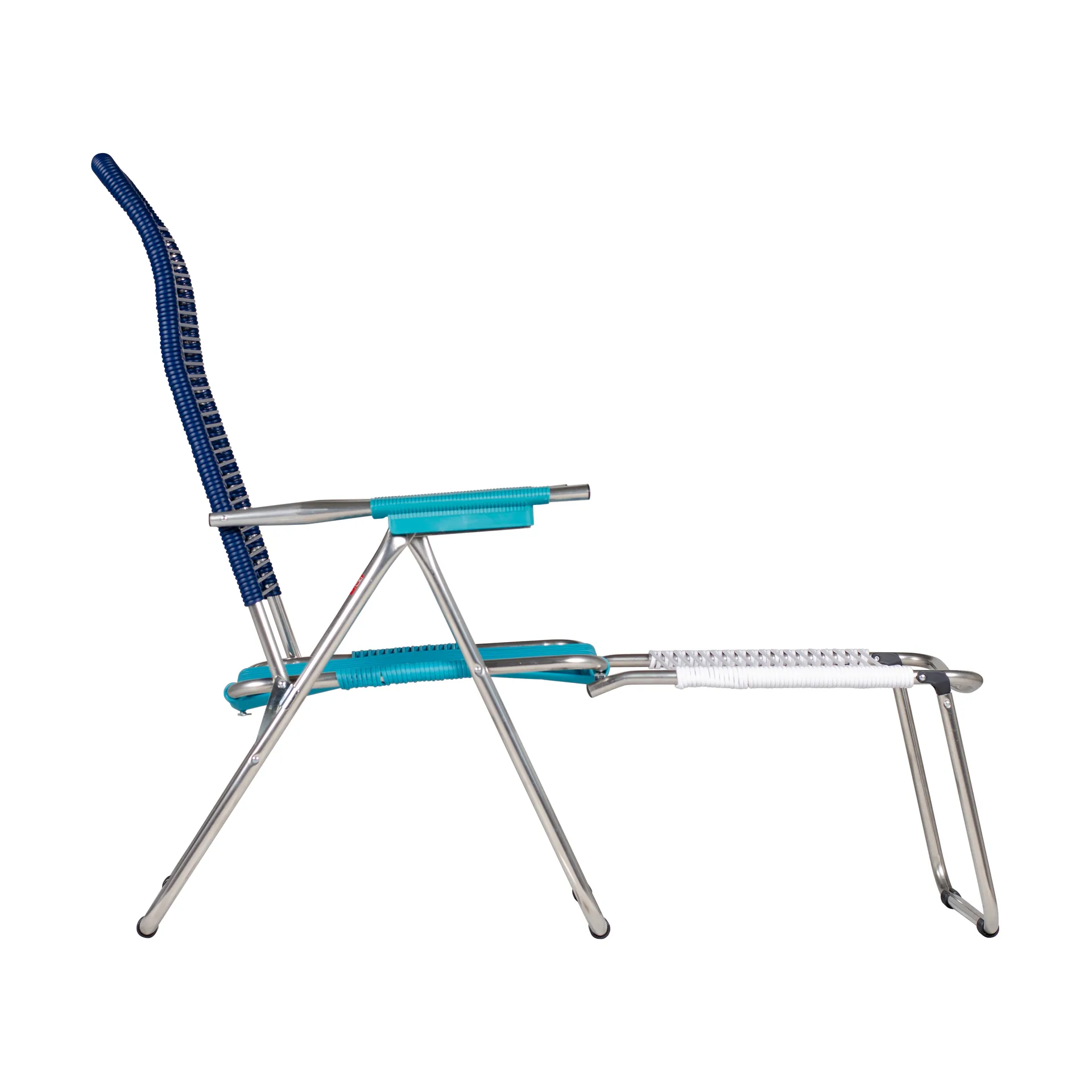 Silla para tomar el sol con reposapiés Spaghetti, Multi, azul Fiam