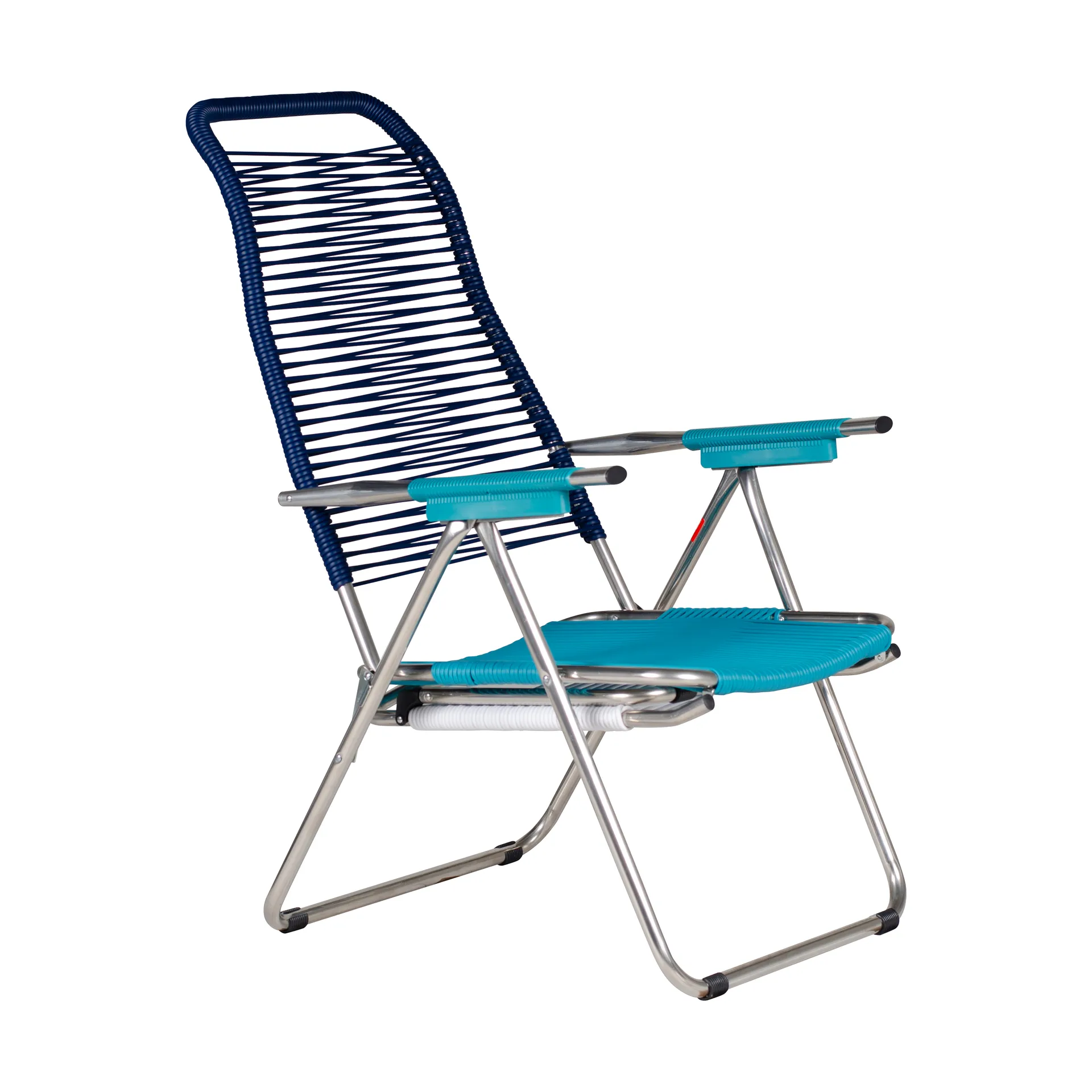 Silla para tomar el sol con reposapiés Spaghetti, Multi, azul Fiam