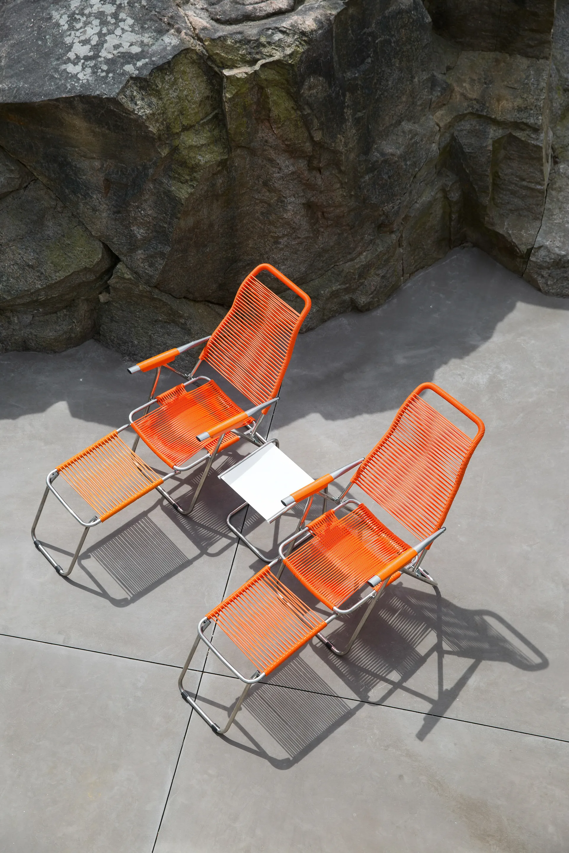 Silla para tomar el sol con reposapiés Spaghetti, Orange Fiam