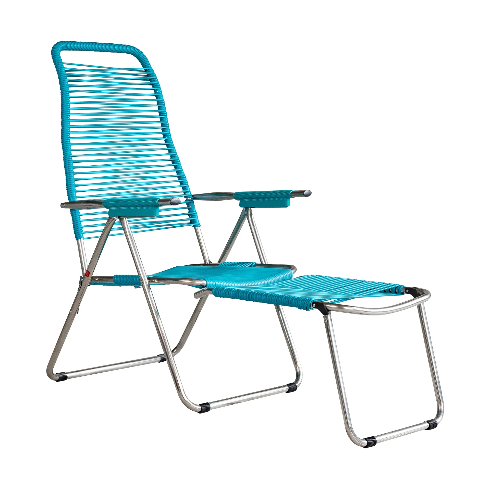 Silla para tomar el sol con reposapiés Spaghetti, Turquesa Fiam