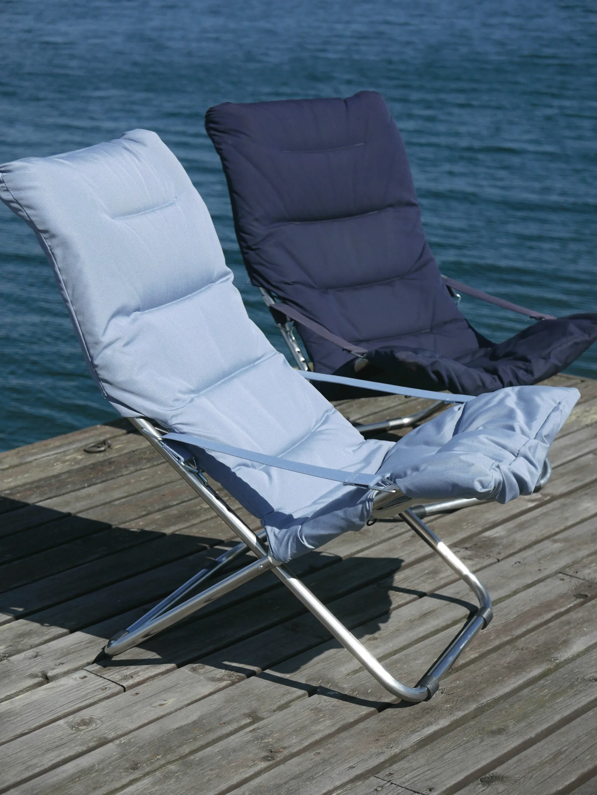 Silla para tomar el sol Fiesta Soft, Azul claro-beige supertex Fiam