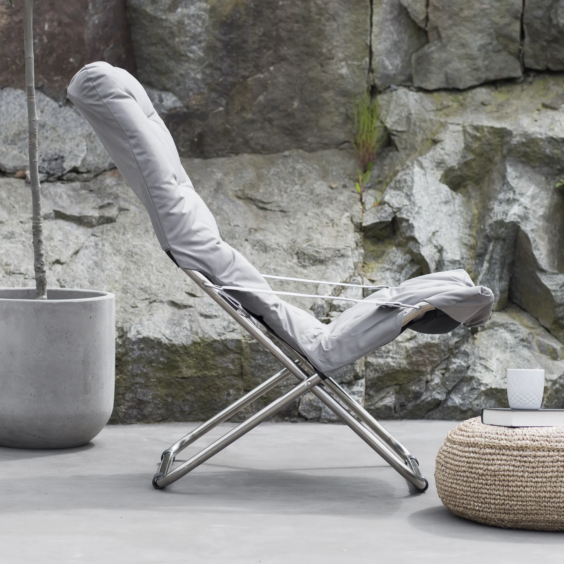 Silla para tomar el sol Fiesta Soft, Tela grey, estructura de aluminio Fiam