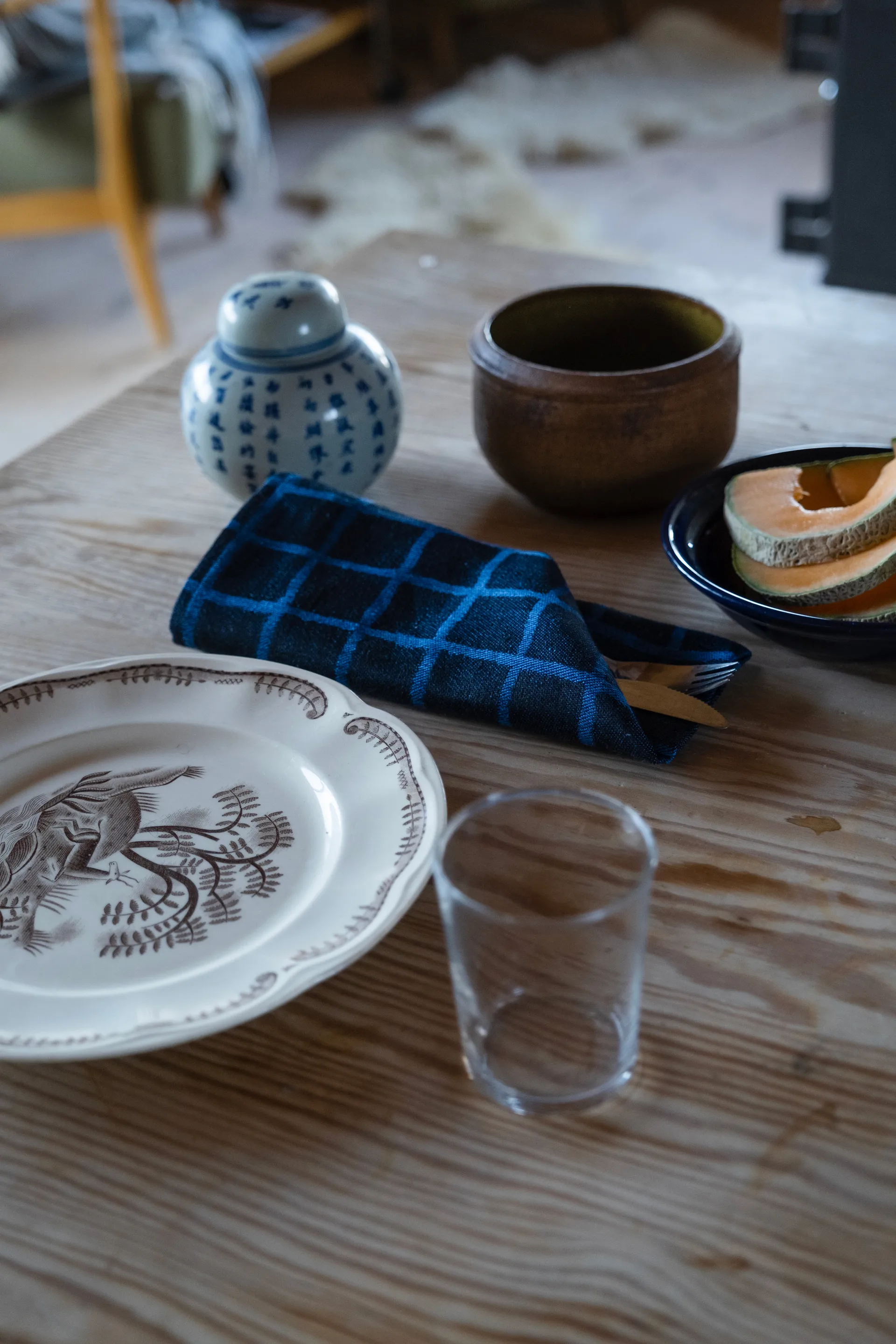 2 Servilletas Rutig jacquard, Blue-black Fine Little Day