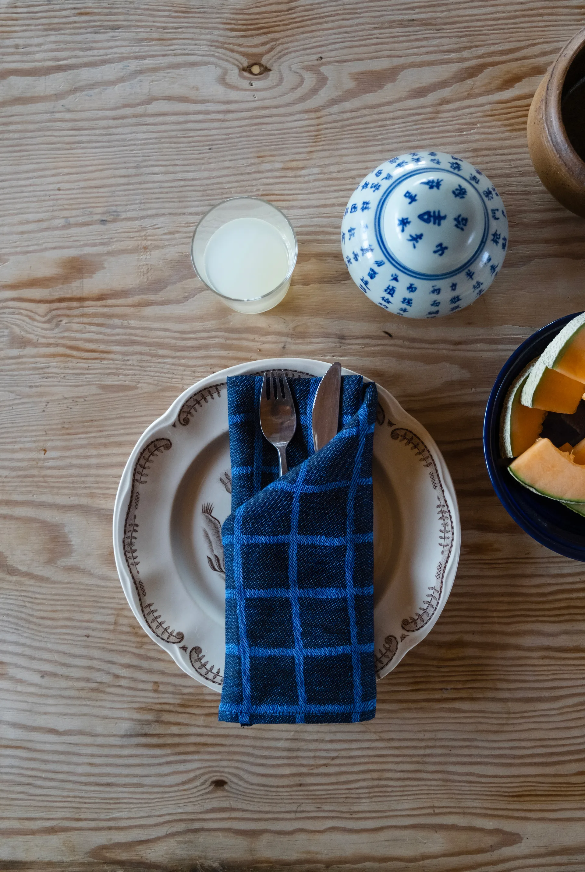 2 Servilletas Rutig jacquard, Blue-black Fine Little Day