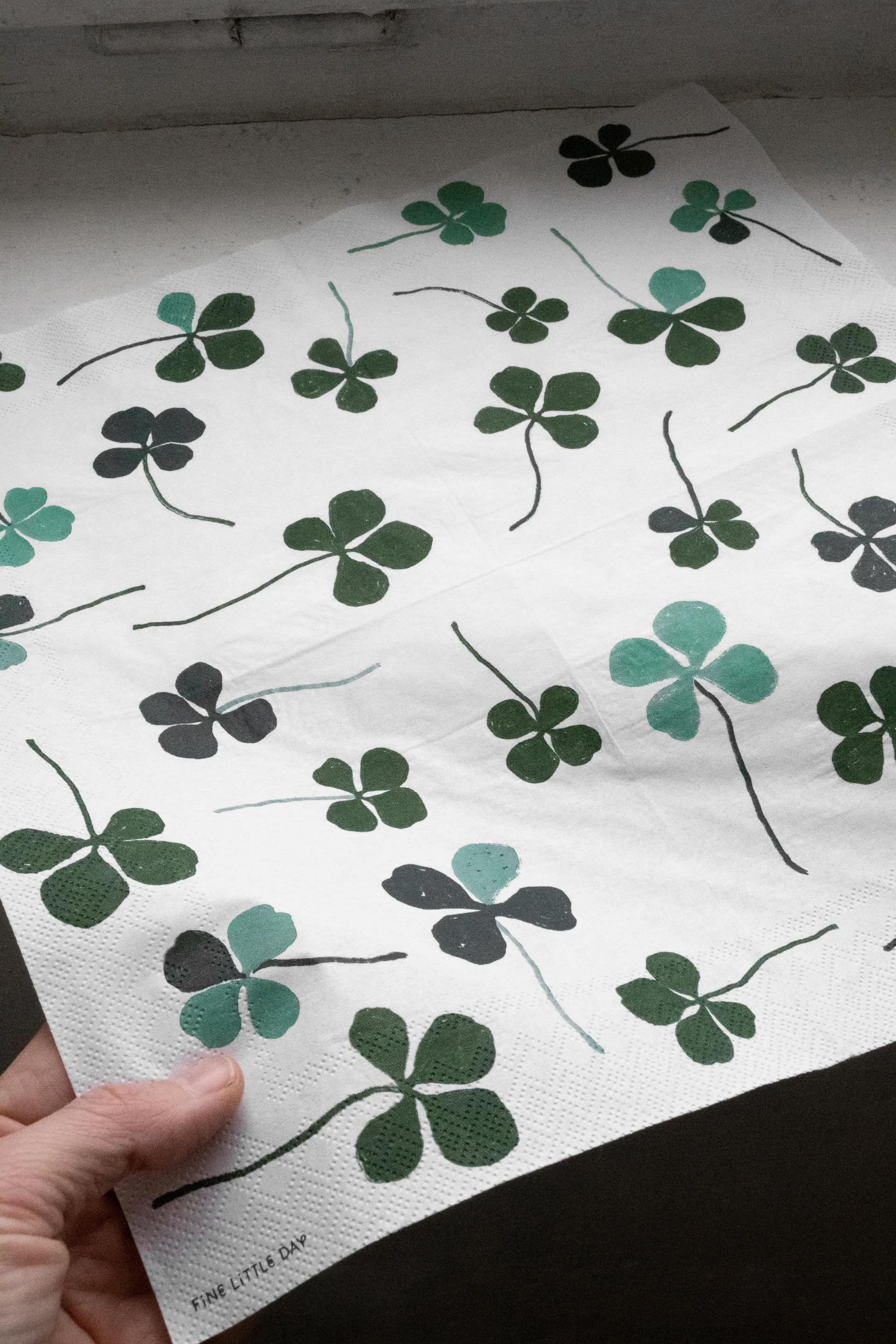 25 Servilletas Clover, blanco-verde Fine Little Day