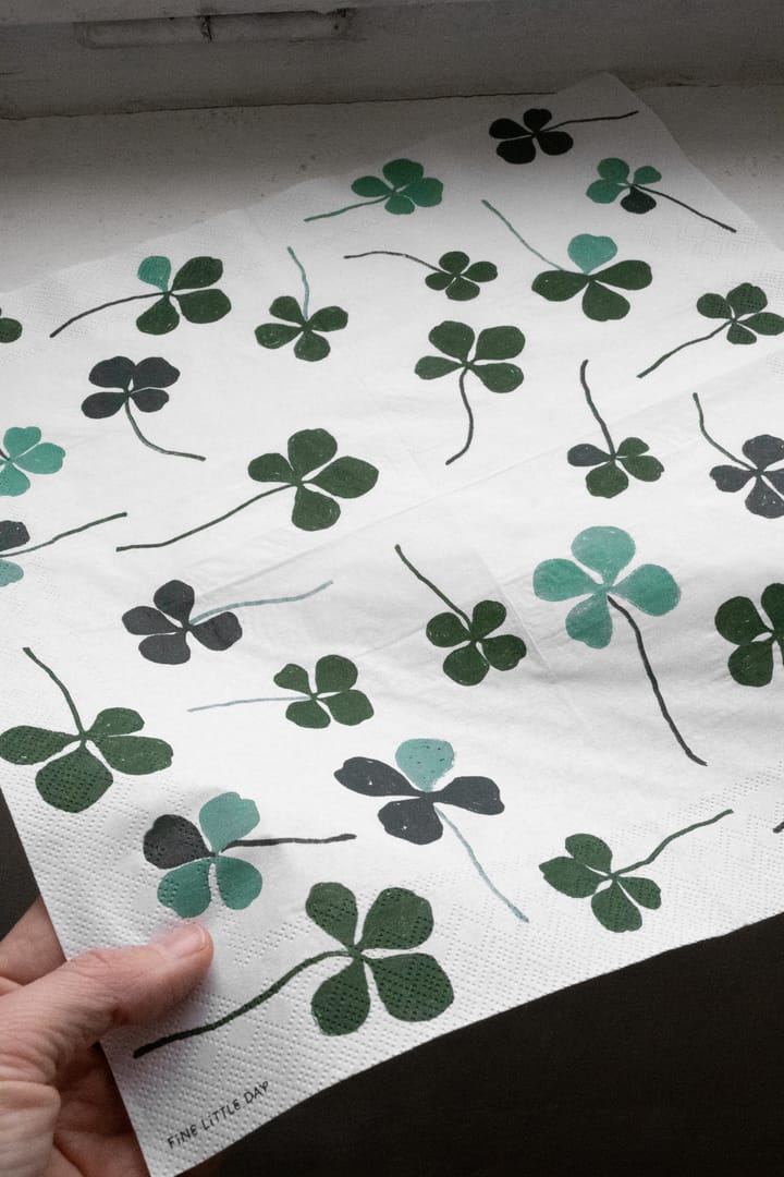 25 Servilletas Clover, blanco-verde Fine Little Day