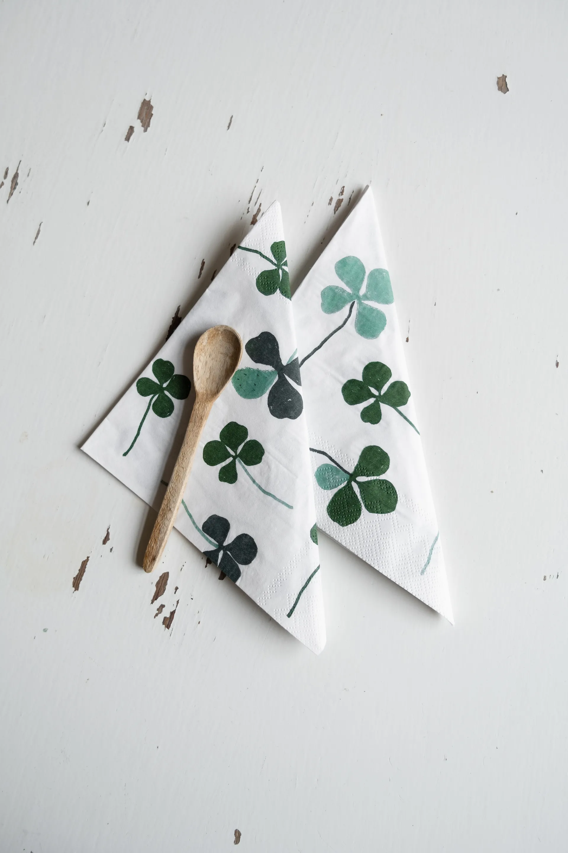25 Servilletas Clover, blanco-verde Fine Little Day